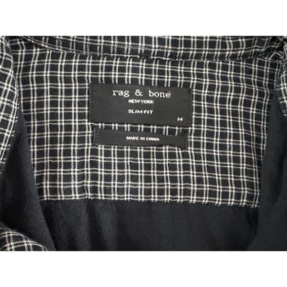 Rag & Bone slim fit plaid lined Shirt size M color black white NWOT - Picture 2 of 5